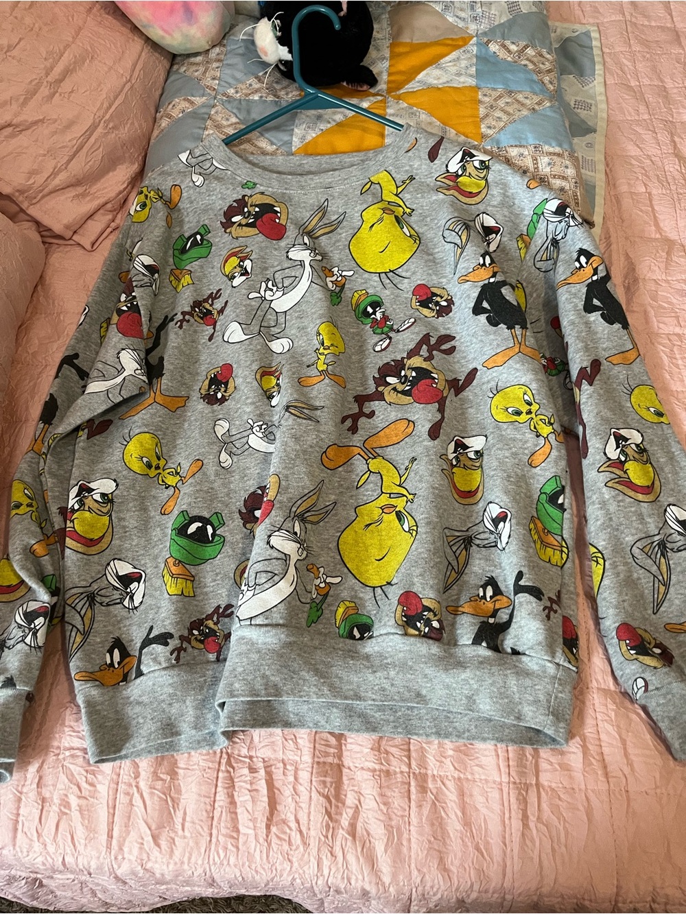 Warner Bros. Gray Looney Tunes Character All-Over Print Sweatshirt